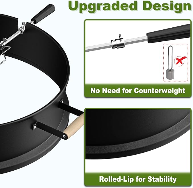 2290 Upgraded Rotisserie Kit for All Weber 22-Inch Kettle Charcoal and Other Similar Size Grills, Sturdy & Well Balanced
