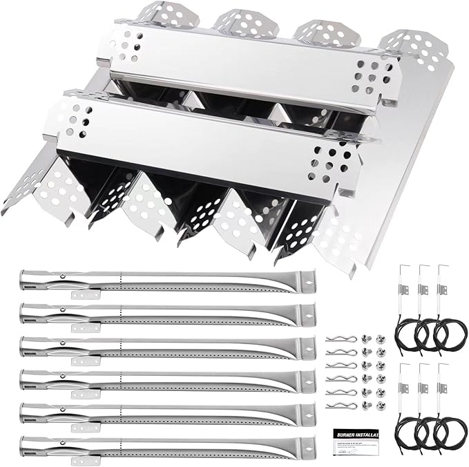 Burner Grill Replacement Parts for Nexgrill 720-0898, 6 Burner Replacement Kit 30 PCS Grill Flame Tamers & Igniters & 14.88" Burners Replacement for Nexgrill