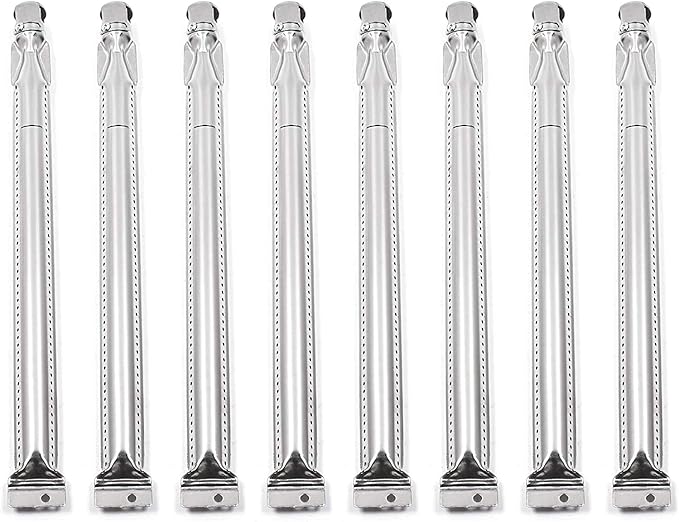 Grill Burners Replacement Straight Stainless Steel Burner Tubes for Grill Chef GR2039201-MM-00, Members Mark Gas Grill, 17 inch Pipe Burner for SAMS Club, Uniflame Grills (8 Pack Burner)