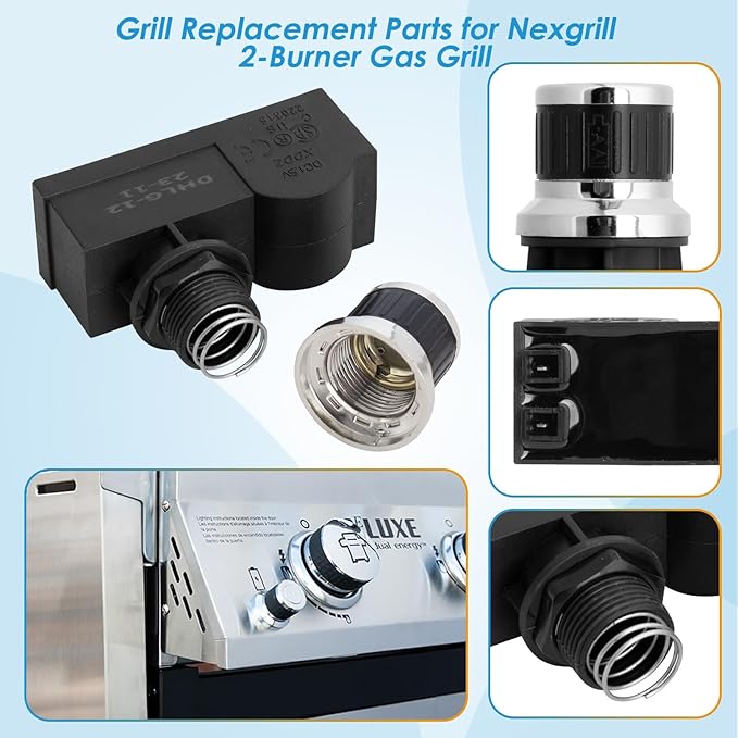 Grill Igniter for Nexgrill Deluxe 2-Burner 720-0864R 720-0864RA 720-0864BA, 2-Outlets Push Button Grill Ignitor w/Wires for Nexgrill Igniter Replacement
