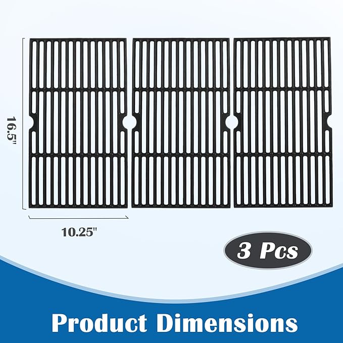 16.5 Inch Grill Grates for Kenmore Grill Parts 6 Burner 146.47223610 146.23681310 146.23766310 Gas Grill Replacement Parts, Cast Iron Grill Cooking Grates for Kenmore Grill Replacement Parts