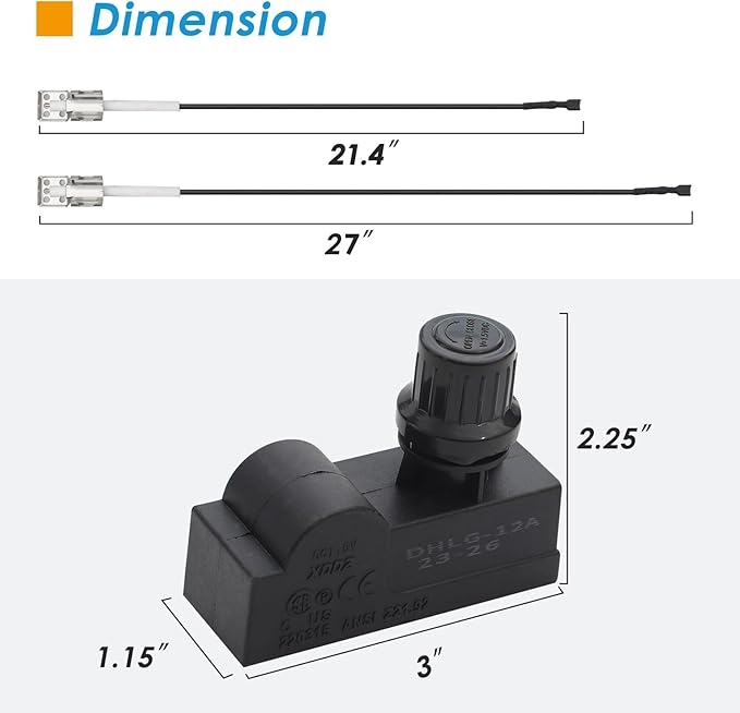 G350-0017-W1 Grill Igniters for Charbroil Ignitor Replacement Kit, 2-Outlets Electronic Ignition Module w/Wires and 2 Push Buttons, Grill Ignitor for Charbroil Surefire Ignition Systems