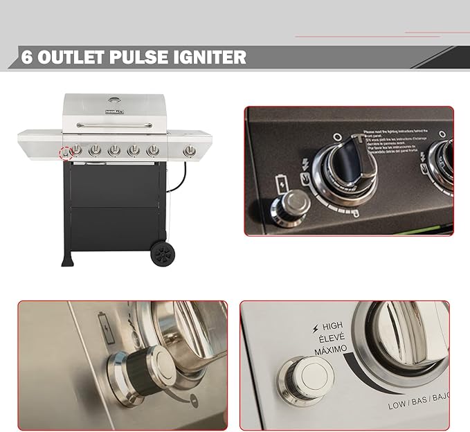 DHL-128-6Q 6 Outlets Igniter Replacement GR2210601-MM-00 Pulse Igniter for Members Mark Grill Part Nexgrill 720-0882a 720-0888n Replacement Parts Charbroil 463268806 Ignitor Backyard Grill Push Button