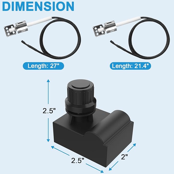 Grill Igniters for Charbroil Ignitor Replacement Kit, 4-Outlets Electronic Ignition Module with Wires G511-0055-W1 and 2 Push Buttons Igniter for Charbroil Surefire Ignition Systems