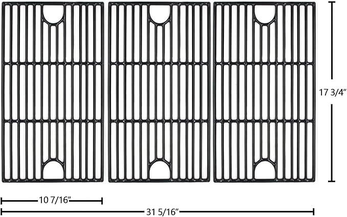 Cast Iron Cooking Grid Replacement for Kenmore 148.16156210, 148.1637110, Master Forge 3218LT, 3218LTM/LTN, E3518-LP, L3218, Perfect Flame SLG2007D, 17 5/8" Grill Grate, Set of 3, PCZ273