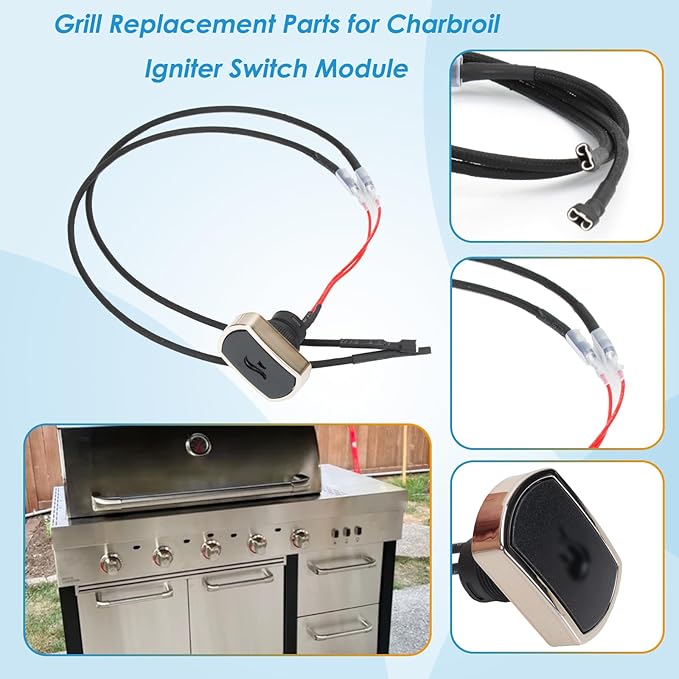 G369-0055-W1 Grill Igniter Button Switch Module for Charbroil Igniter Replacement, 2 Push Ignition Buttons Grill Replacement Parts for Charbroil Grill Igniter Surefire Ignition Systems