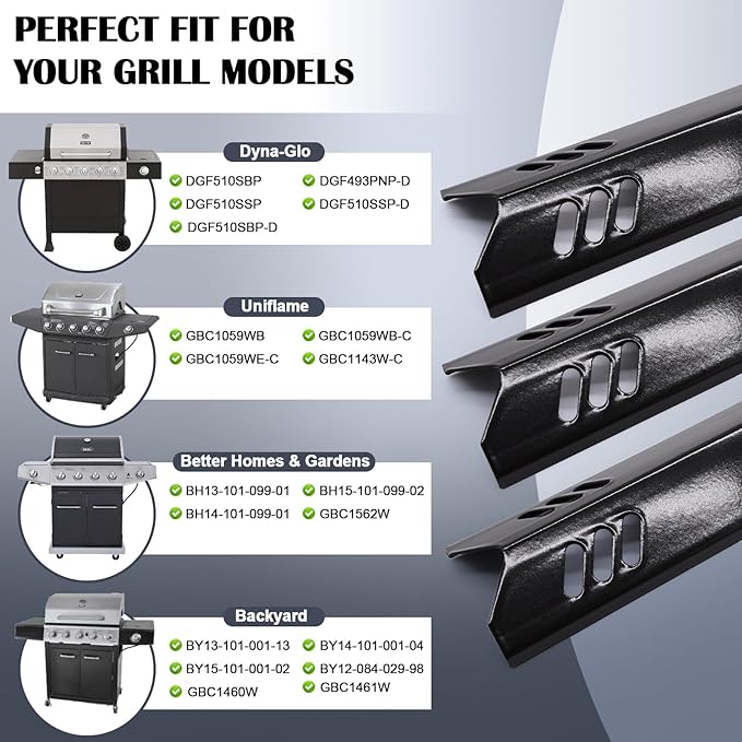 16 1/4" Grill Parts for Dyna Glo DGF510SBP, DGF493PNP-D, Backyard Grills BH13-101-099-01, BH15-101-099-02, Uniflame GBC1059WB, Grill Grates, Heat Plates for Dyna Glo Grill Replacement Parts 5 Burner