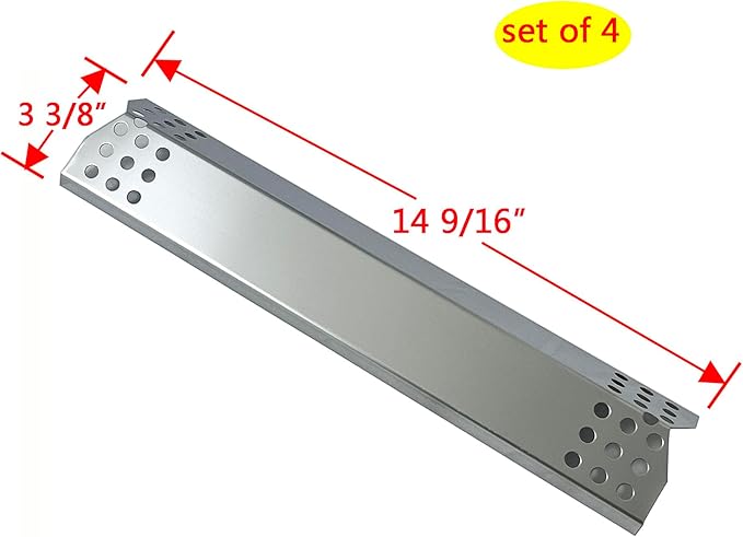 (4-Pack) Stainless Steel Heat Shield 14 9/16" x 3 3/8" Replacement for Sunbeam, Nexgrill, Grill Master, Charbroil, Kitchen Aid, Members Mark, Uberhaus Gas Grills