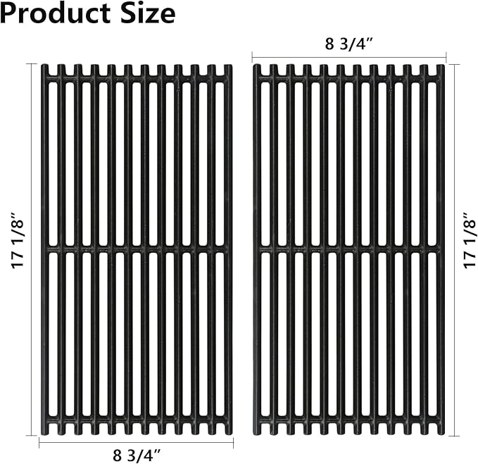 Grill Grates 17" x 8 3/4" for Charbroil Commerical TRU Infrared 2 Burner 463675016 463642316 463644220 463632320 G369-0030-W2, 17" Cast Iron Cooking Grate for Nexgrill 720-0864M