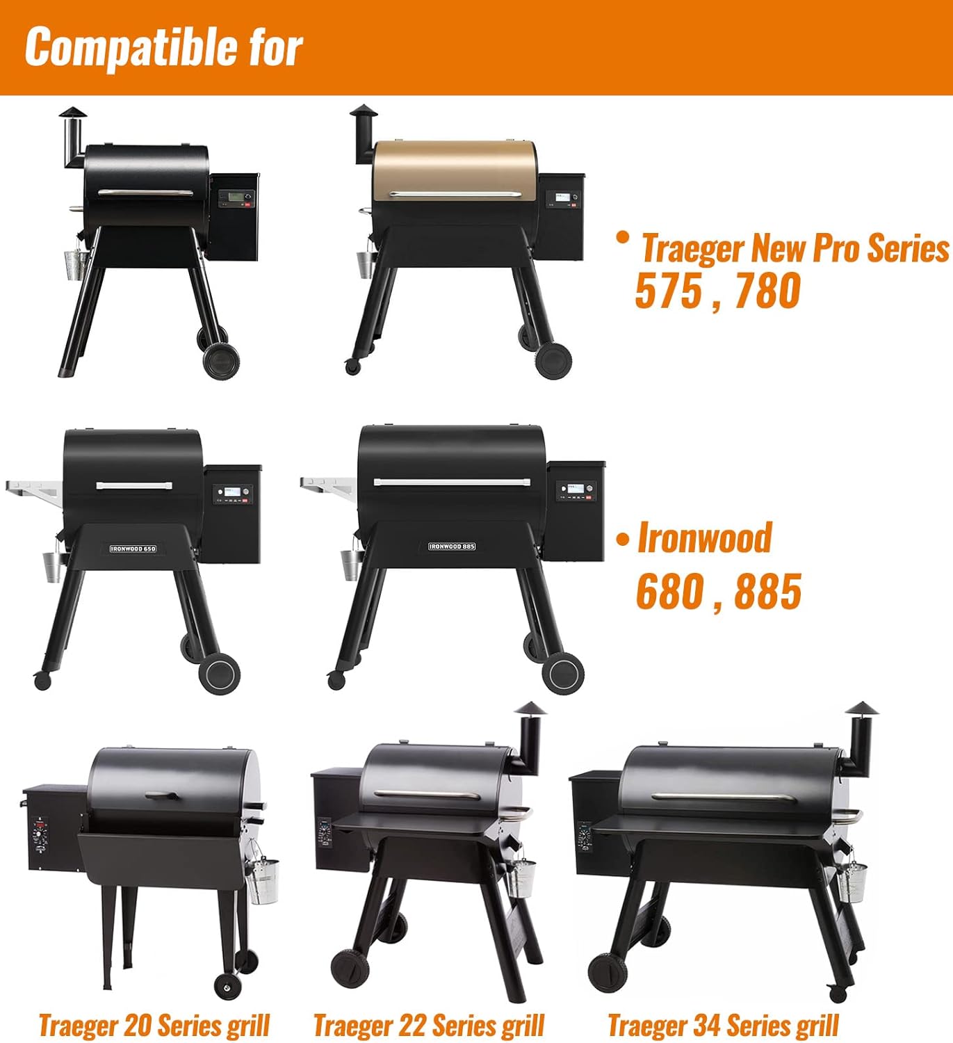 Grease Bucket HDW152 with 20-Pack Grease Bucket Liner for Traeger, Grease Bucket for Traeger Pro Series 575/780, 22/34 Series, Ironwood 650/885 Grills