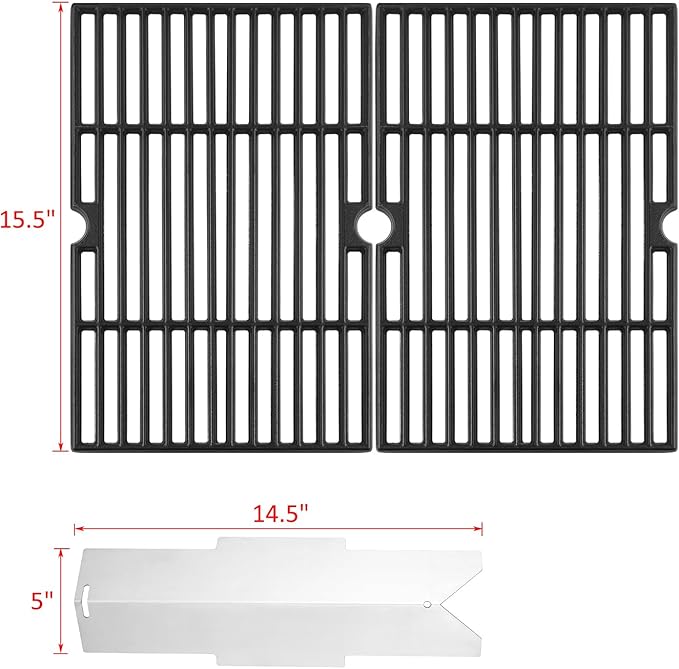 15 3/4" DGF350CSP Grill Grates Heat Tent Parts for Dyna Glo 2 Burner Grill Parts DGF350CSP-D DGF350SNP Grill Replacement Parts GBC1932L Blue rhino Grill Parts 3 Burner Grates Heat Shield 70-01-634 70-01-635