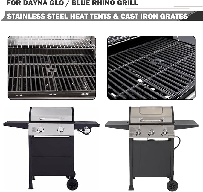 15 3/4" DGF350CSP Grill Grates Heat Tent Parts for Dyna Glo 2 Burner Grill Parts DGF350CSP-D DGF350SNP Grill Replacement Parts GBC1932L Blue rhino Grill Parts 3 Burner Grates Heat Shield 70-01-634 70-01-635