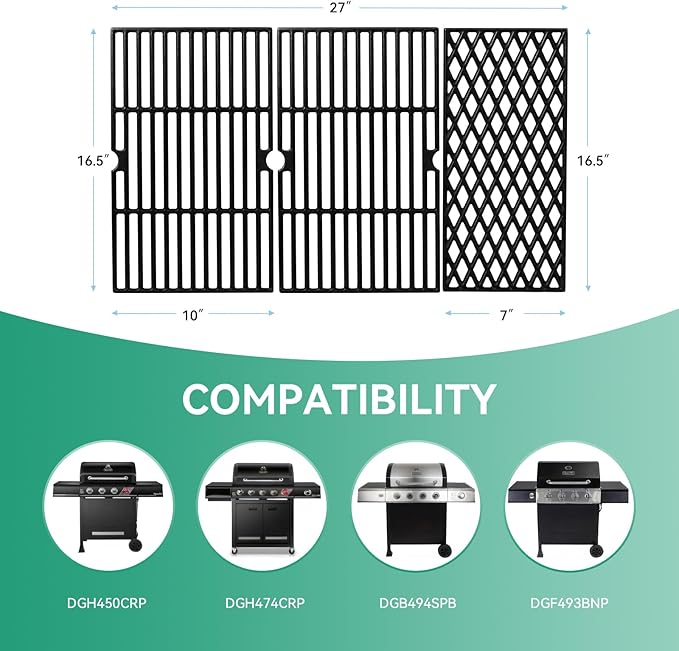27" Cooking Grates for Dynaglo DGH450CRP DGH450CRP-D DGF493BNP DGH474CRP DGH485CRP Gas Grill, 70-01-911 Cast Iron DGH450CRP Girds Grill Replacement Parts