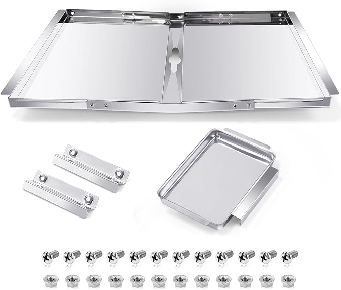 Grease Tray with Catch Pan for Charbroil, Nexgrill, Dyna Glo, Kenmore, BHG, Expert, Backyard, Uniflame, Members Mark, Monument Grill Replacement Parts, Adjustable 30''-36'' Gas Grill Drip Pan