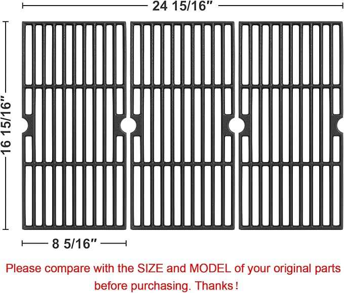 Grill Grates for Charbroil Advantage 4 Burner 463343015 463344015 463344116, Advantage 2 Coal Parts 463340516 Gas Grill, G467-0002-W1 Cast Iron Cooking Grids for Tru Infrared 463336016, 16 15/16"