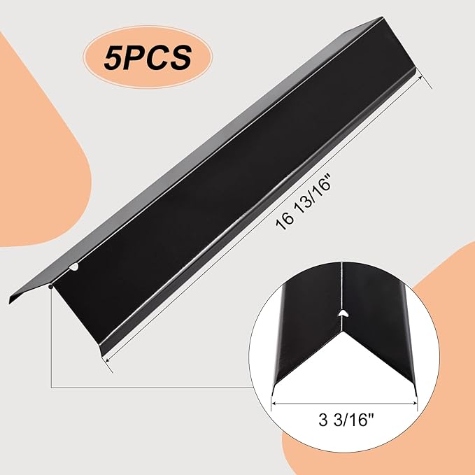 Grill Replacement Parts for Members Mark GR2210601-MM-00, Brinkmann 810-1750-S 810-3821-S 810-1751-S 810-3820-S 810-6340-S, 5-Pack GR2210601-MM-00 Heat Shield Flame Tamer Heat Plates
