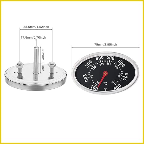 Lid Thermometer, BBQ Grill Temperature Gauge, 3 Inch Steel Heat Indicator Replacement for Nexgrill 720-0697, 720-0737, l 720-0830H, 720-0888, Charmglow Grill.