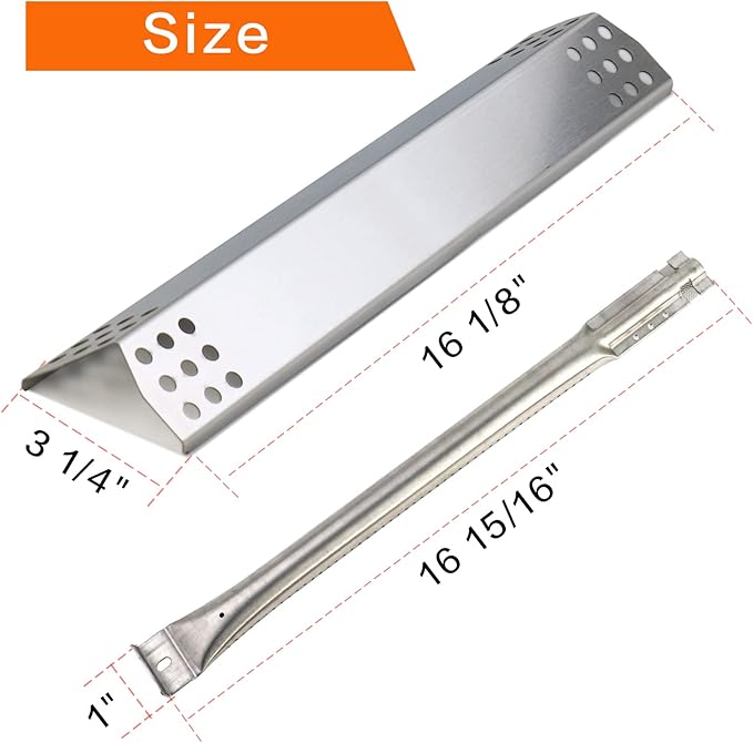 Repair Kit Replacement Parts for Jenn-Air 720-0709, 720-0709B, 720-0720, 720-0727, 730-0709, Members Mark 720-0709B and Other Gas Grill Models, Heat Plate Tent Shield and Burner Tube, 5 Pac