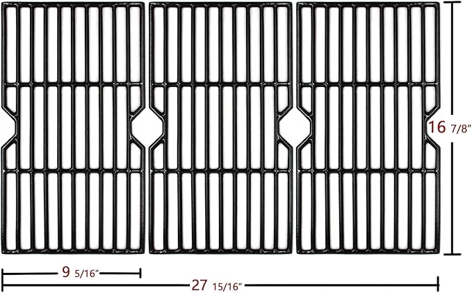 16 7/8" Polished Porcelain Coated Cast Iron Grill Grates Replacement for Charbroil 463436215 463420508 463440109 463439915 463434313 461471717 463436214 Thermos 461442114 Grill Models, 3-Pack