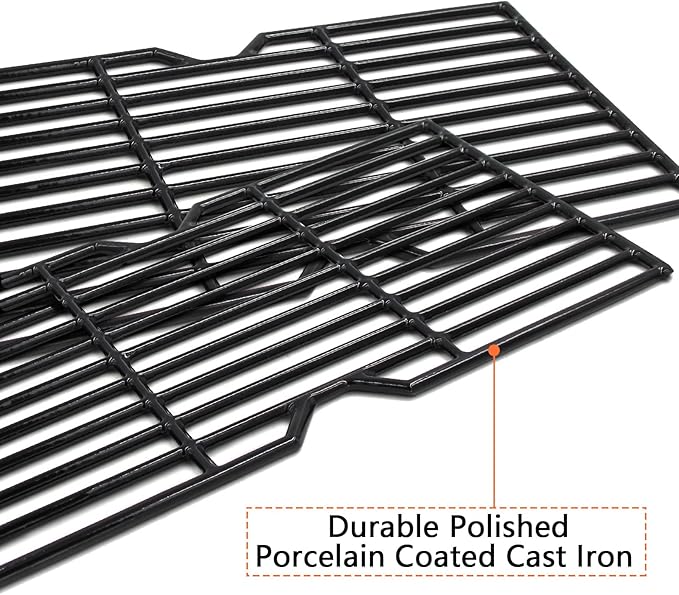 16 7/8" Polished Porcelain Coated Cast Iron Grill Grates Replacement for Charbroil 463436215 463420508 463440109 463439915 463434313 461471717 463436214 Thermos 461442114 Grill Models, 3-Pack