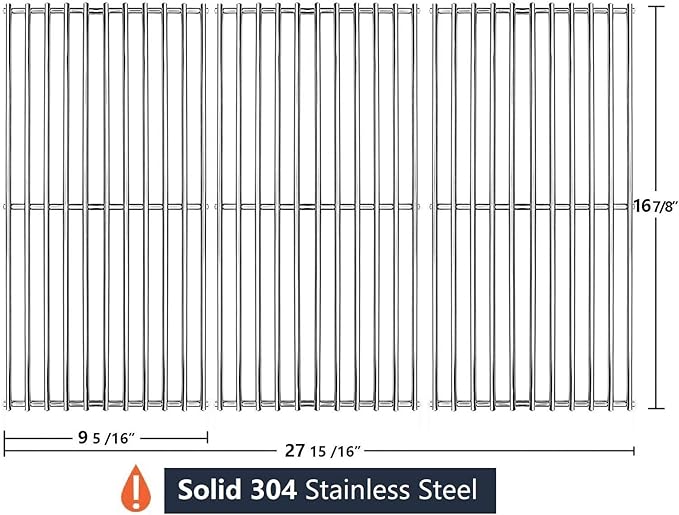 16 7/8" Stainless Steel Cooking Grill Grates Replacement for Charbroil 463434313 463436814 463436514 463234614 463436813 463432215, Thermos 461442114 Grill Models, 3-Pack