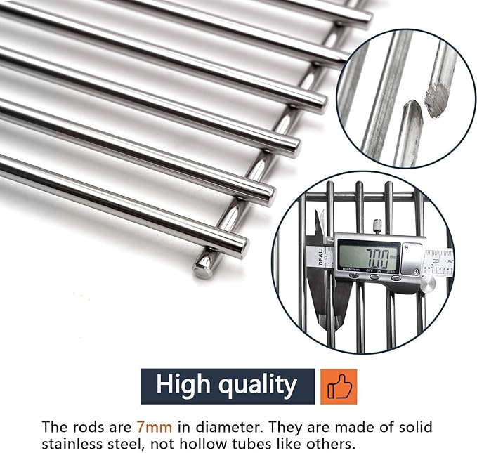 16 7/8" Stainless Steel Cooking Grill Grates Replacement for Charbroil 463434313 463436814 463436514 463234614 463436813 463432215, Thermos 461442114 Grill Models, 3-Pack