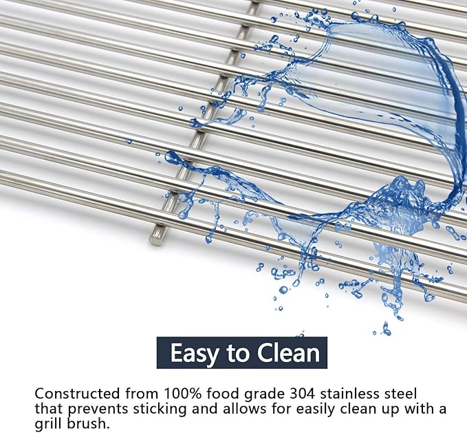 16 7/8" Stainless Steel Cooking Grill Grates Replacement for Charbroil 463434313 463436814 463436514 463234614 463436813 463432215, Thermos 461442114 Grill Models, 3-Pack