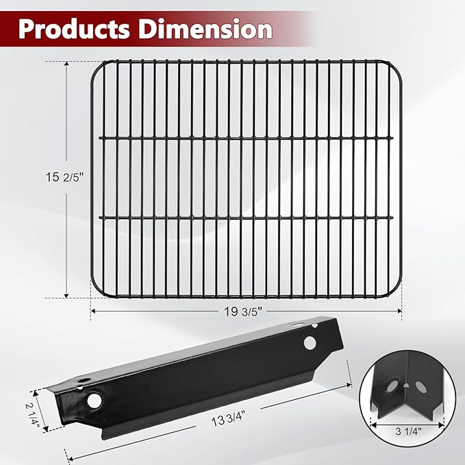 19 3/5" Grill Replacement Parts for Dyna-Glo 3 Burner DGC310CNP-D, DGC310RNP-D, DGC310BNP-D Model, Porcelain Steel Grill Cooking Grate and Heat Plate for Dyna-Glo 3-Burner Open Cart Propane Gas Grill