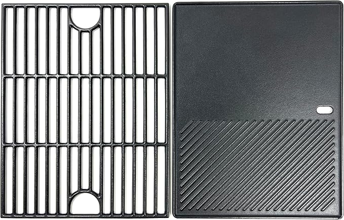 Cast Iron Cooking Grate and Griddle Replacement for Nexgrill 720-0830H, 720-0783E, 720-0888N, 720-0888, 720-0697, For Charbroil 463241113, 463449914, Kenmore 720-0670A, 41516106210