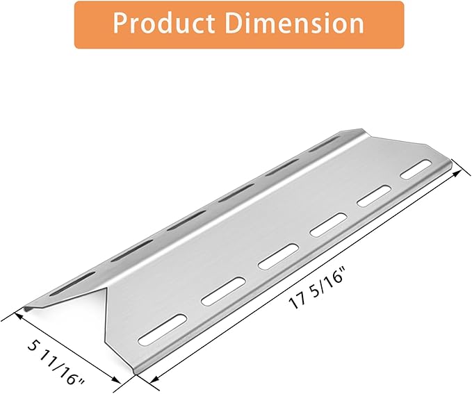 5 Pcs Heat Shield Tent Plate 17 5/16" Grill Replacement Parts for Member's Mark 720-0584, BBQ Repair Kits for Nexgrill 720-0033 720-0234 720-0289 Gas Grill Models, Stainless Steel BBQ Burner Cover
