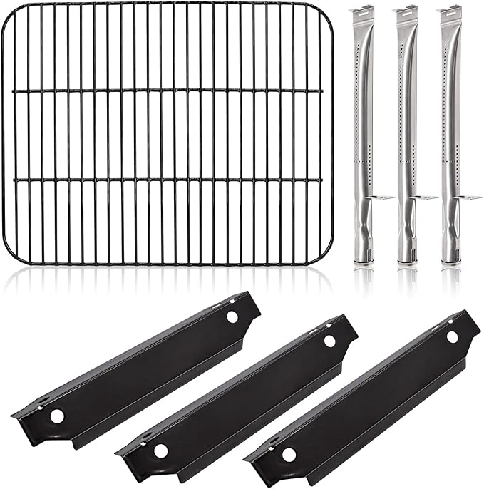 19 3/5” Grill Replacement Parts for Dyna Glo DGC310CNP-D, DGC310BNP-D, DGC310RNP-D, Grill Cooking Grates, Heat Plates Tents Shields and Burner Tubes for Dyna-Glo 3-Burner Open Cart Propane Gas Grills.