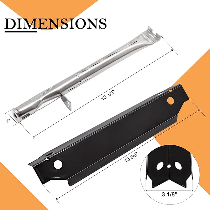 19 3/5” Grill Replacement Parts for Dyna Glo DGC310CNP-D, DGC310BNP-D, DGC310RNP-D, Grill Cooking Grates, Heat Plates Tents Shields and Burner Tubes for Dyna-Glo 3-Burner Open Cart Propane Gas Grills.