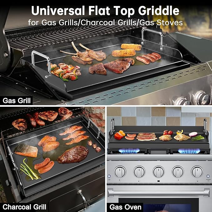 Universal Griddle for Gas Grill - 17" x 13" Nonstick Ceramic Coating Grill Griddle Insert for Gas Grill, Stove and Charcoal Grill, Flat Top Griddle Plate for Outdoor Grill/Camping/Tailgating