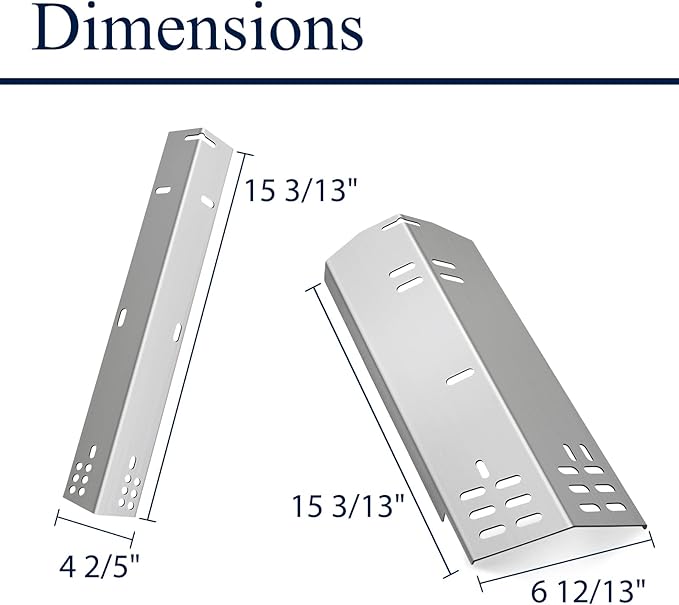 15 3/13“ Grill Replacement Parts, 4 Pack Stainless Steel Grill Heat Plate Shield for Dyna Glo Grill Replacement Parts,Grill Part for Dyna glo DGH474CRP 5 Burner,DGH485CRP, DGH485CRP-D 4 Burner Gas Grill