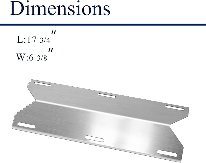 BBQ Gas Grill Replacement Parts, Stainless Steel Heat Plate Shield Heat Tent Burner Cover Kit for Jenn-Air 720-0062, Members Mark 720-0586A, Nexgrill 720-0063, Costco Kirland, 17 3/4" X 6 3/8"