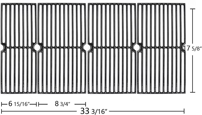 17 5/8 inch Cast Iron Grill Grates Replacement for Dyna-Glo DGE486BNP M486BBDG14 M486GMDG14 M486RDDG14, Brinkmann 810-9590-S, Master Forge 2518-3 models