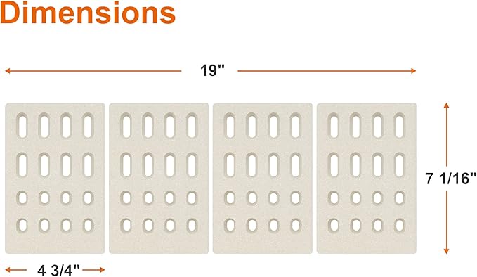 4-Pack Universal Replacement Heat Plate Flame Tamer for Grand Turbo Grills, Ceramic Brick Flame Tamer, Replacement Parts for Grand Turbo Grand Hall, Barbeques Galore Grand Turbo, Members Mark