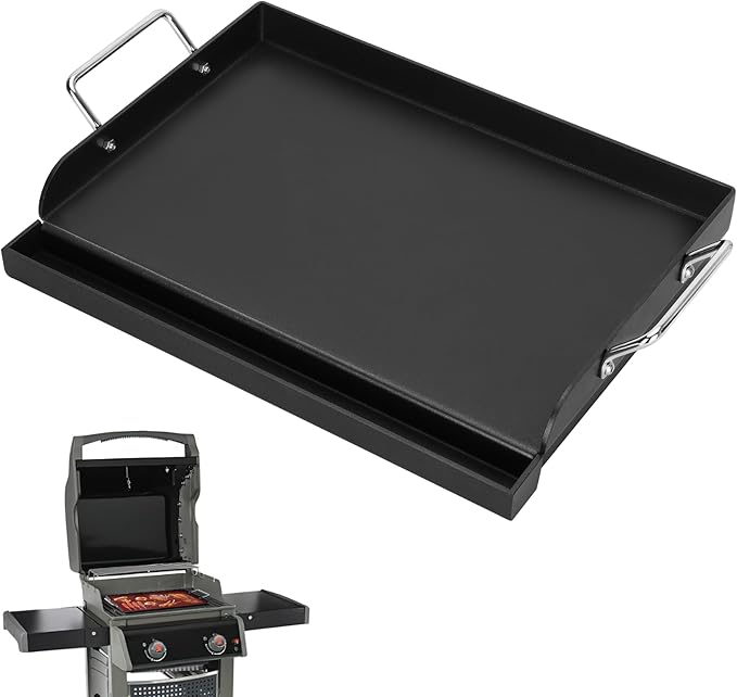 25" x16" Nonstick Griddle for Gas Grill, Flat Top Cast Iron Griddle Insert for Outdoor Gas Grill, Griddle Flat Top Plate for weber, nexgrill, charbroil, camp chef, ken-more Grills