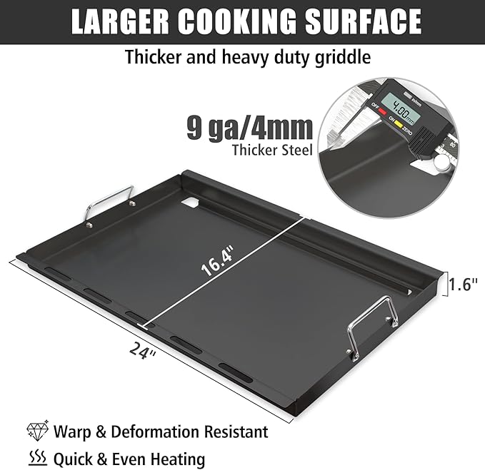 Full Size Griddle Inserts for Kenmore 146.16197210 146.16142210 146.16198210 146.16222010 146.16197211 Flat Top Griddle for Kenmore Grill Parts 4 Burner 146.16198211, Carbon Steel
