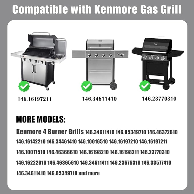 Full Size Griddle Inserts for Kenmore 146.16197210 146.16142210 146.16198210 146.16222010 146.16197211 Flat Top Griddle for Kenmore Grill Parts 4 Burner 146.16198211, Carbon Steel
