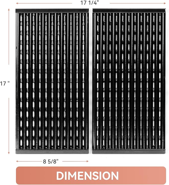 17inch Cooking Grates for CharBroil Performance Tru-Infrared 2 Burner 463633316 463672016 463672219 463370719 463672416 463672216, Porcelain-Enameled Emitter Plates for CharBroil G460-0500-W1