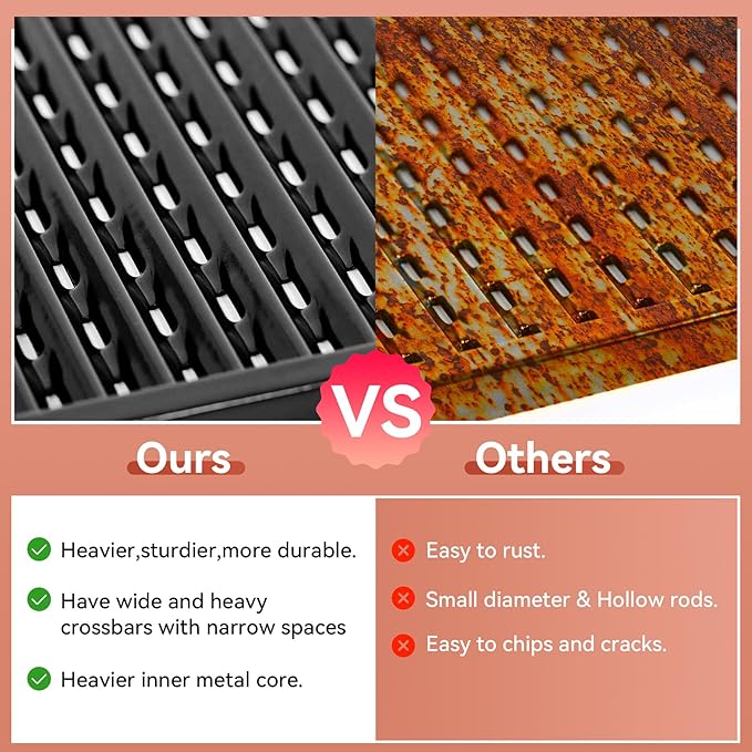 17inch Cooking Grates for CharBroil Performance Tru-Infrared 2 Burner 463633316 463672016 463672219 463370719 463672416 463672216, Porcelain-Enameled Emitter Plates for CharBroil G460-0500-W1
