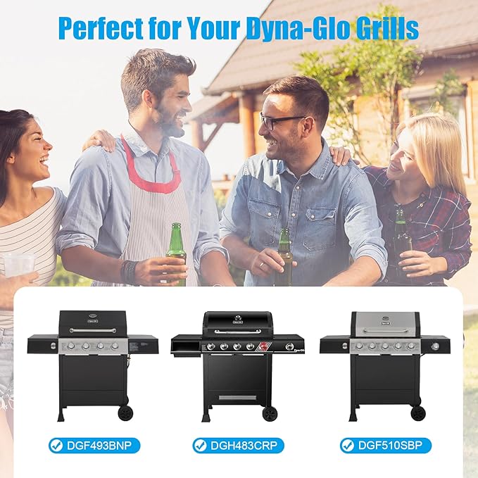 35 1/4“ DGB610SSP Grill Parts Kit for Dyna Glo DGF600SSP 6 Burner Gas Grills, Cast Iron Grates, Heat Plate Shield Flame Tamer Burner Tube Replacement for Dyna Glo 70-01-296 70-01-608 70-01-179 70-01-282