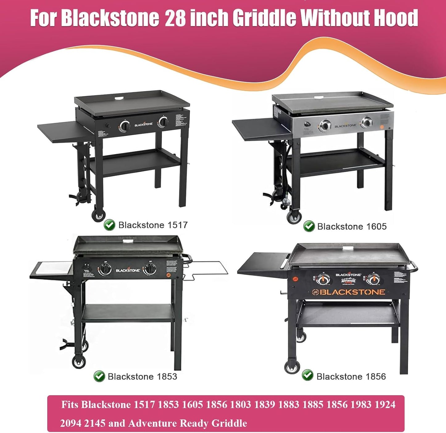 Back Hinged Lid for 28" Blackstone Griddle 1517, 1853, 1605, 1803, 1839, 1856, 1885, 1924, Griddle Lid also fits Nexgrill, Member Mark and other 28 inch griddles, Hard Cover Hood with handle