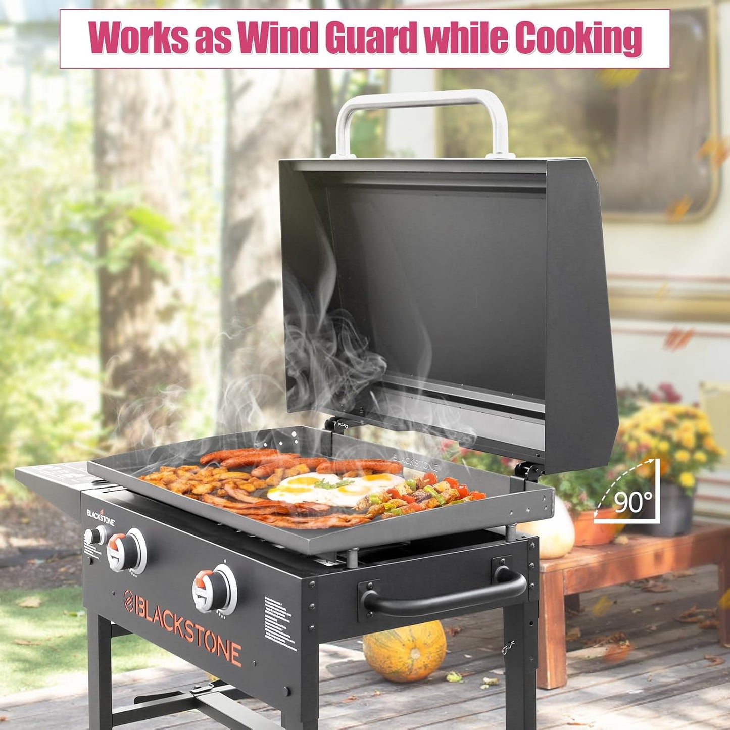 Back Hinged Lid for 28" Blackstone Griddle 1517, 1853, 1605, 1803, 1839, 1856, 1885, 1924, Griddle Lid also fits Nexgrill, Member Mark and other 28 inch griddles, Hard Cover Hood with handle