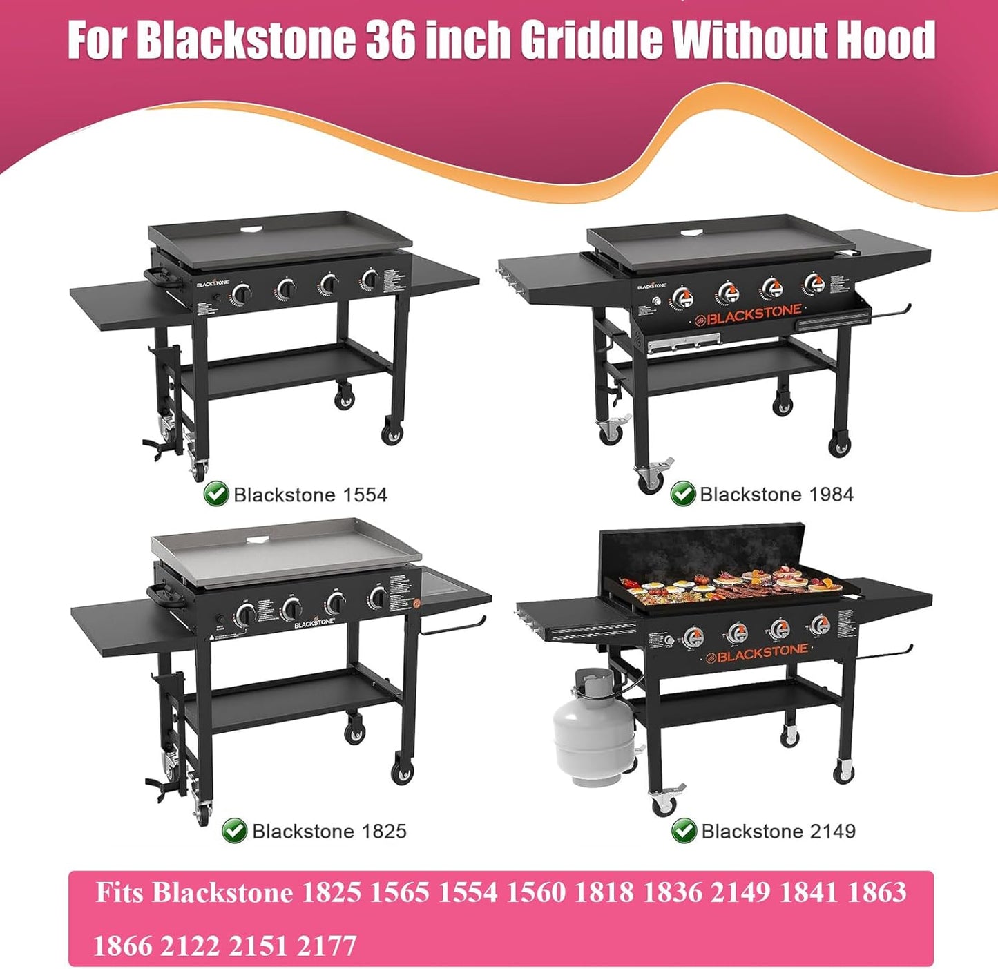 Griddle Lid Back-hinged Design for 36" Blackstone Griddle, Nexgrill, Member Mark Griddle and Other 36'' griddles, Hard Cover Hood with Handle for 36 Inch Blackstone Table Top Griddles