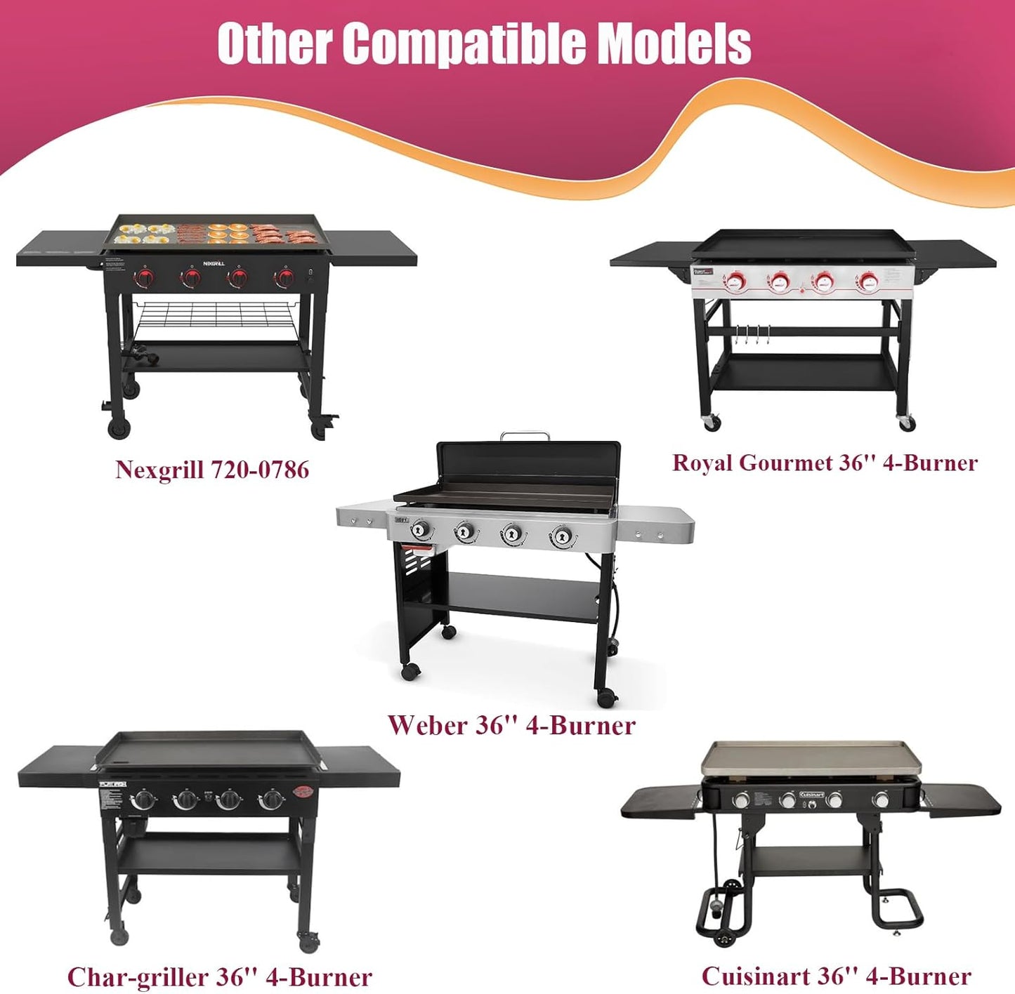 Griddle Lid Back-hinged Design for 36" Blackstone Griddle, Nexgrill, Member Mark Griddle and Other 36'' griddles, Hard Cover Hood with Handle for 36 Inch Blackstone Table Top Griddles