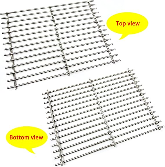 Solid Stainless Steel Cooking grids/grates 17" x 12 1/2" Replacement for Charbroil 461320507, 461320508, 463250509, Great Outdoors, Thermos, Vermont Castings Gas Grills, set of 2