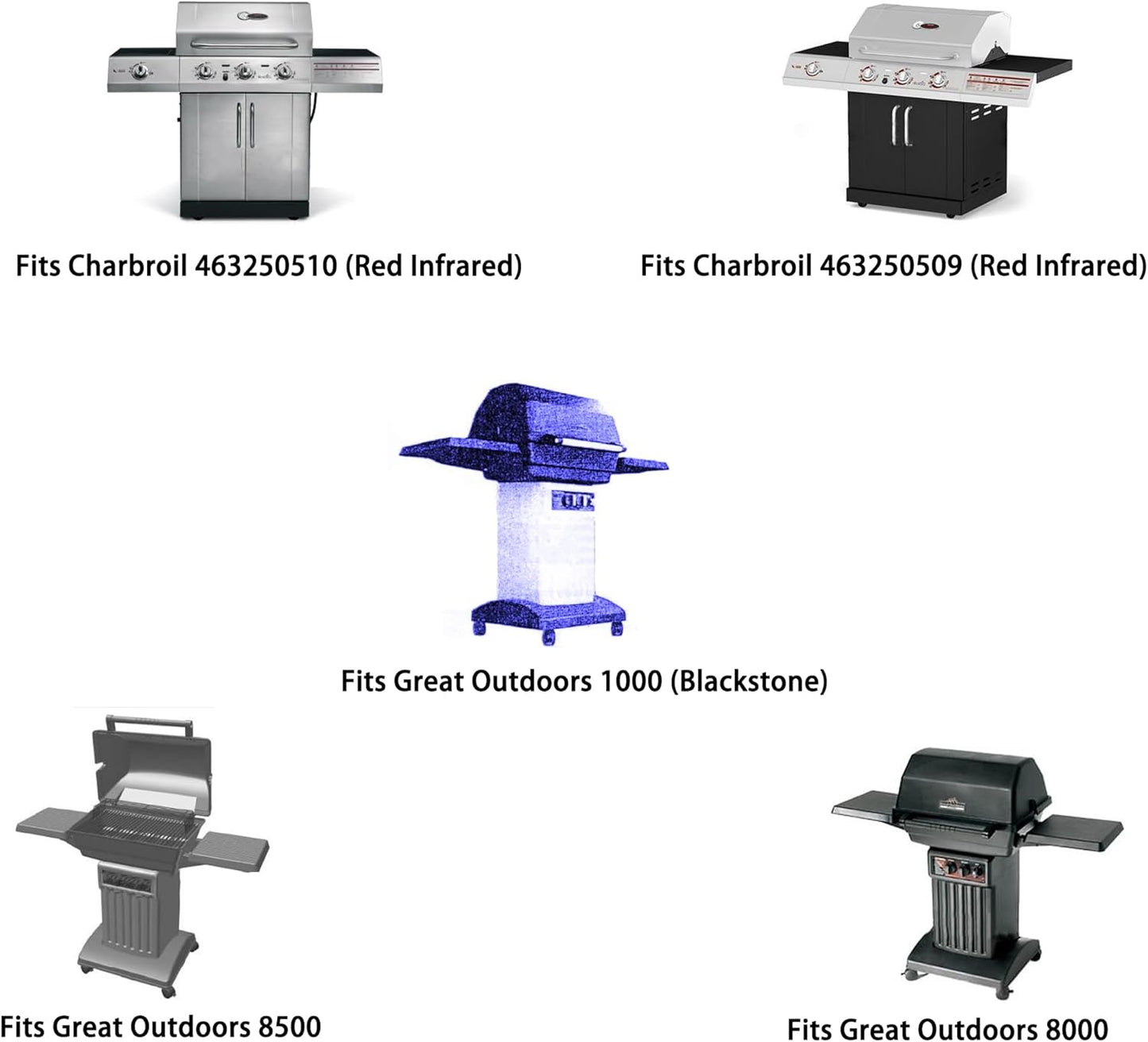 Solid Stainless Steel Cooking grids/grates 17" x 12 1/2" Replacement for Charbroil 461320507, 461320508, 463250509, Great Outdoors, Thermos, Vermont Castings Gas Grills, set of 2