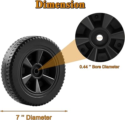 7” 70-05-104 DGF493BNP Wheels Grill Replacement Parts for Dyna Glo Grill Wheel 7 Inch DGF510SBP DGH450CRP DGH474CRP DGF493PNP-D Dyna Glo DGB515SDP-D DGB495SDP-D DGB463CNP DGF510PBP-D Grill Parts